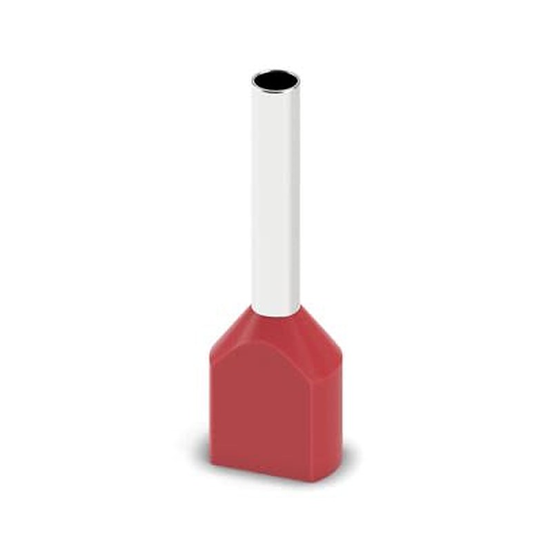 Phoenix Contact, AI-TWIN Insulated Ferrule, 12 mm Pin Length, 2.3 mm Pin Diameter, Red to 16 AWG Wire Size