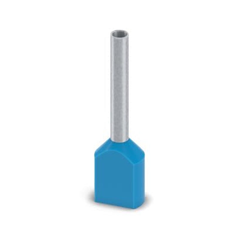 Phoenix Contact, Ferrule A Insulated Bootlace Ferrule, 19 mm Pin Length, 1.5 mm Pin Diameter, Blue to 18 AWG Wire Size