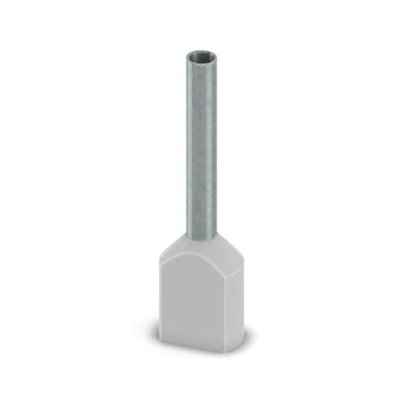 Phoenix Contact, Ferrule A Insulated Bootlace Ferrule, 12 mm Pin Length, 1.5 mm Pin Diameter, Grey to 18 AWG Wire Size