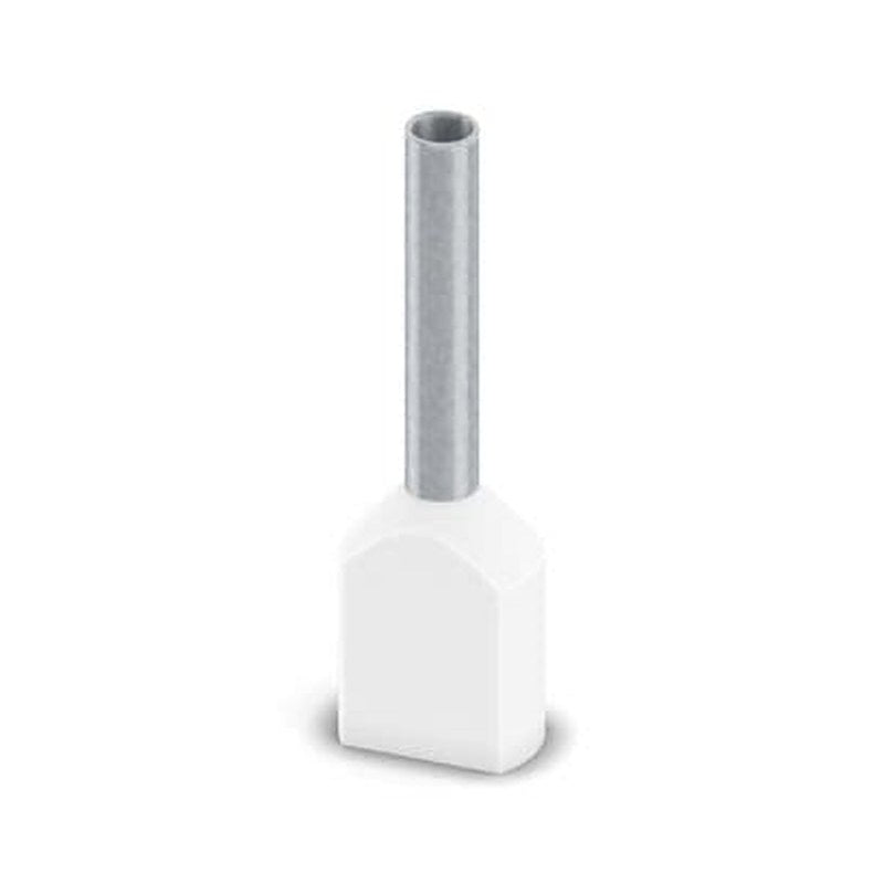 Phoenix Contact Insulated Bootlace Ferrule, 12 mm Pin Length, 1.5 mm Pin Diameter, White to 18 AWG Wire Size