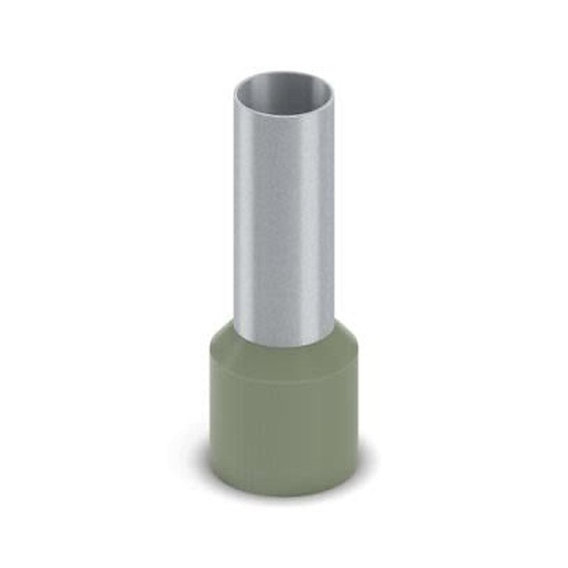Phoenix Contact, Ferrule A Insulated Bootlace Ferrule, 25 mm Pin Length, 10.3 mm Pin Diameter, Green to 1 AWG Wire Size