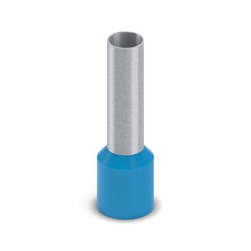 Phoenix Contact, AI 16-18 BU-1000 Insulated Bootlace Ferrule, 18 mm Pin Length, 5.8 mm Pin Diameter, Blue to 6 AWG Wire