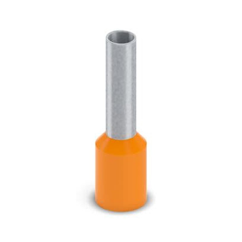 Phoenix Contact, AI Insulated Bootlace Ferrule, 17 mm Pin Length, 2.8 mm Pin Diameter, Orange to 12 AWG Wire Size