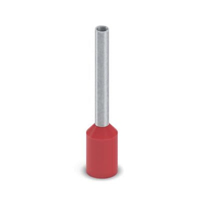 Phoenix Contact, AI-GB 1-12 RD Insulated Bootlace Ferrule, 12 mm Pin Length, 1.5 mm Pin Diameter, Red to 18 AWG Wire