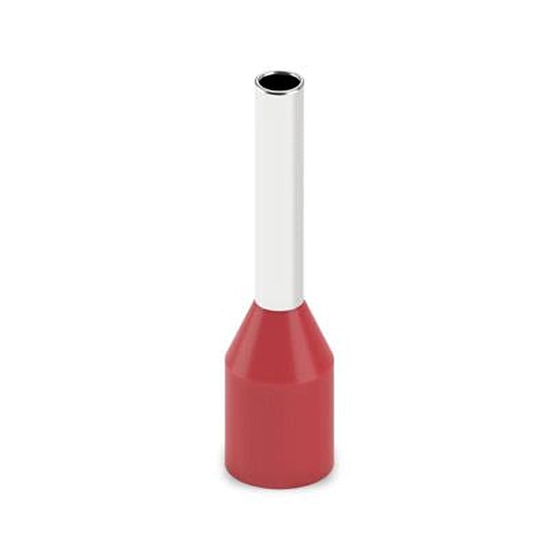 Phoenix Contact, AI-GB Insulated Ferrule, 8 mm Pin Length, 1.5 mm Pin Diameter, Red to 18 AWG Wire Size