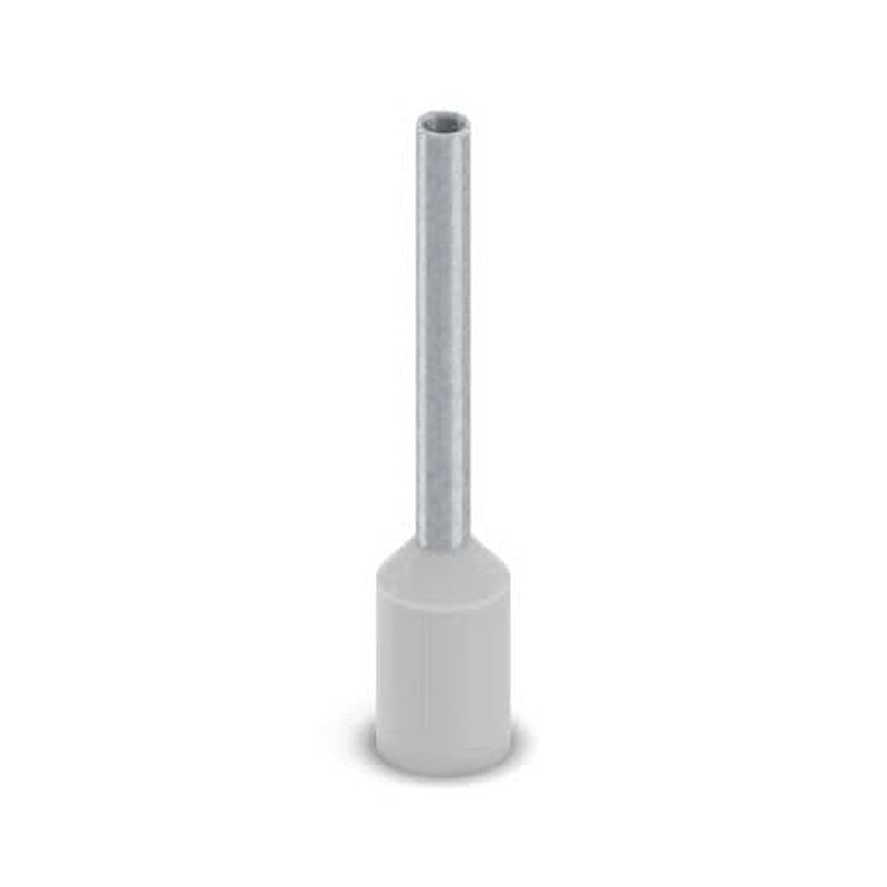 Phoenix Contact Insulated Bootlace Ferrule, 12 mm Pin Length, 1.3 mm Pin Diameter, Grey to 18 AWG Wire Size
