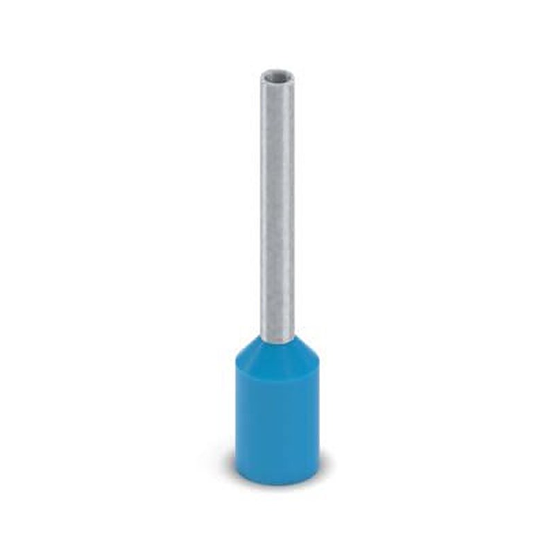 Phoenix Contact, Ferrule A Insulated Bootlace Ferrule, 12 mm Pin Length, 1.3 mm Pin Diameter, Blue to 18 AWG Wire Size