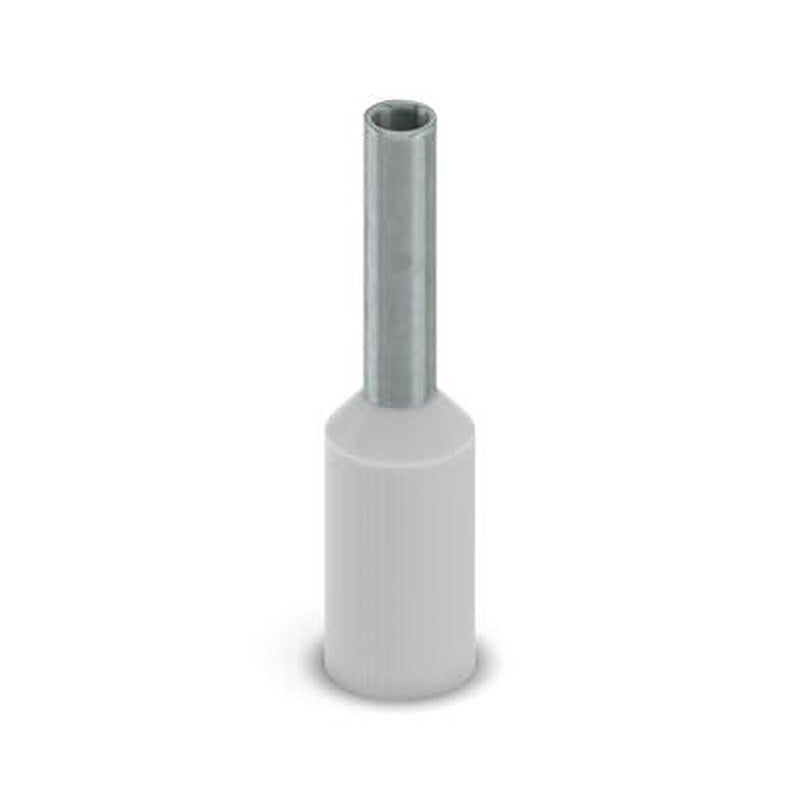 Phoenix Contact, Ferrule A Insulated Bootlace Ferrule, 6 mm Pin Length, 1.3 mm Pin Diameter, Grey to 18 AWG Wire Size