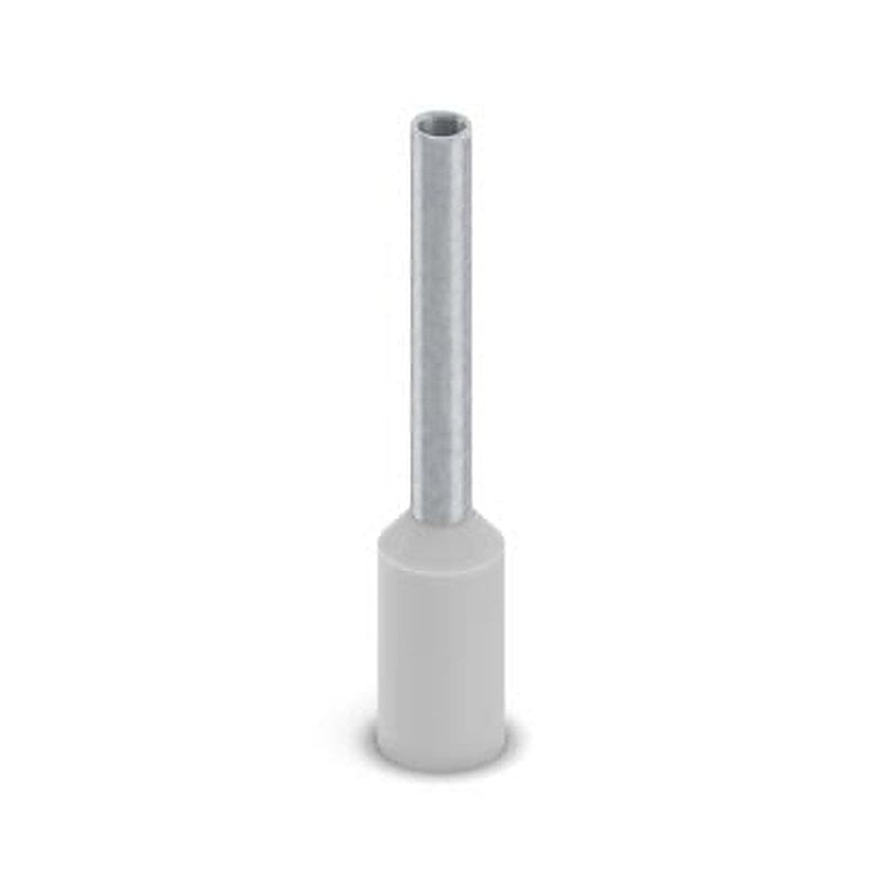 Phoenix Contact, Ferrule A Insulated Bootlace Ferrule, 10 mm Pin Length, 1.3 mm Pin Diameter, Grey to 18 AWG Wire Size