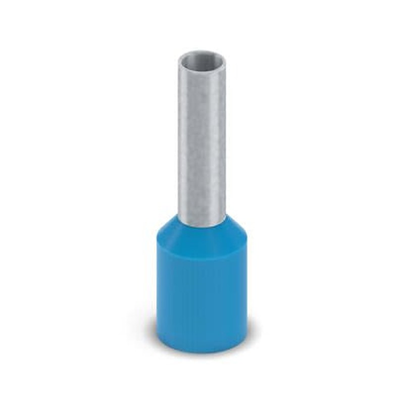 Phoenix Contact, Ferrule A Insulated Bootlace Ferrule, 14 mm Pin Length, 2.3 mm Pin Diameter, Blue to 14 AWG Wire Size
