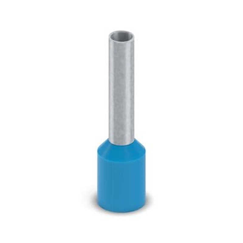 Phoenix Contact, Ferrule A Insulated Bootlace Ferrule, 18 mm Pin Length, 2.3 mm Pin Diameter, Blue to 14 AWG Wire Size