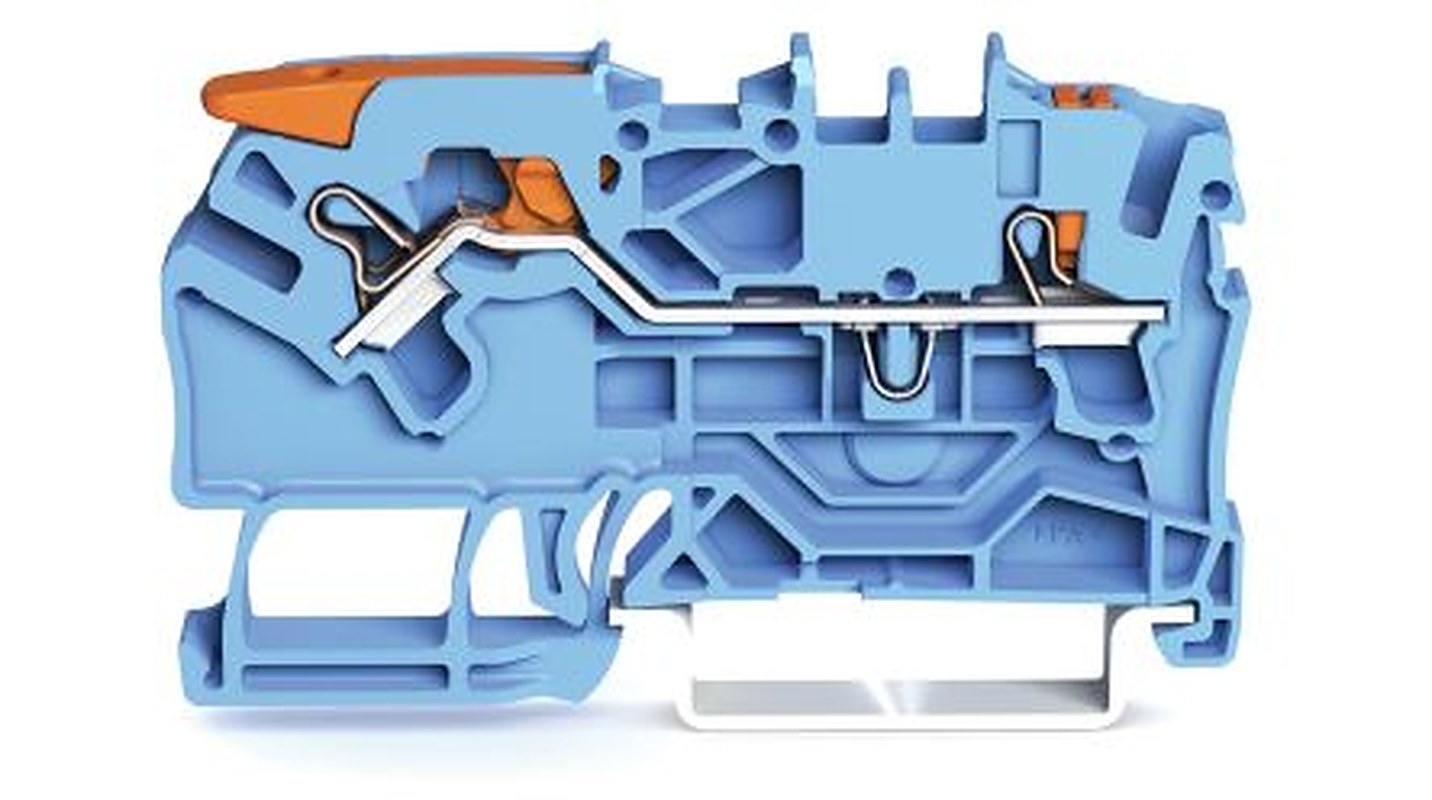 WAGO 2102-5204 Feed Through Terminal Block Blue, 2.5mm², 1-Level, Cage Clamp, IECEx/ATEX