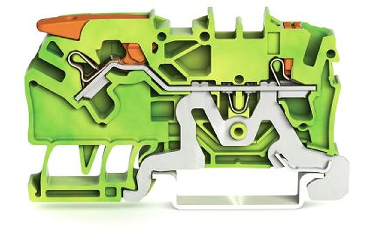 WAGO 2102-5207 Earth Terminal Block Green, Yellow, 2.5mm², 1-Level, Cage Clamp, IECEx/ATEX