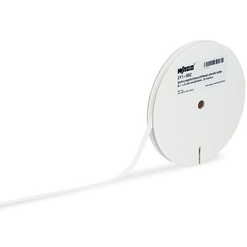 WAGO Halogen Free Heat Shrink Tubing, White 6.4 mm Sleeve Dia. x 20m Length 2:1 Ratio