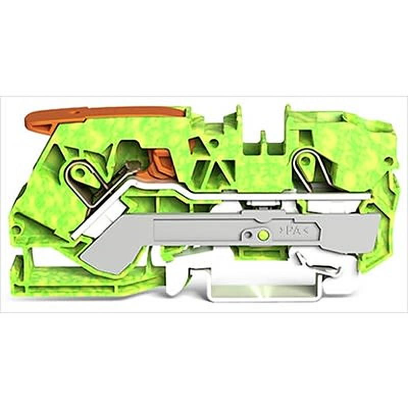 WAGO TOPJOB S Series Earth Terminal Block Yellow, Green, 10mm², 1-Level, Push-in, IECE, ATEX