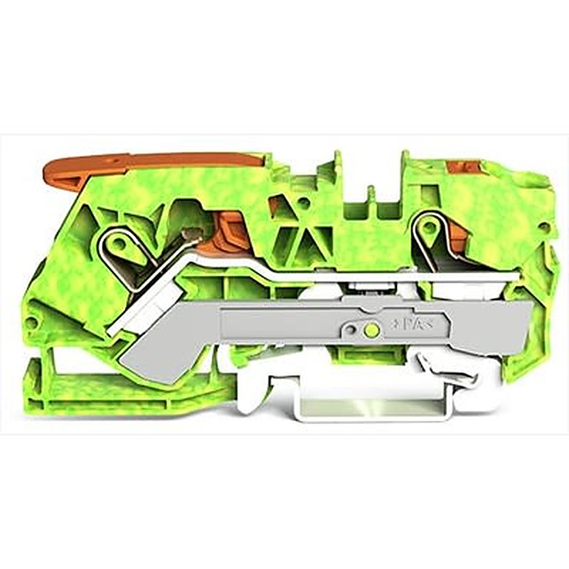 WAGO TOPJOB S Series Earth Terminal Block Yellow, Green, 10mm², 1-Level, Push-in, IECE, ATEX
