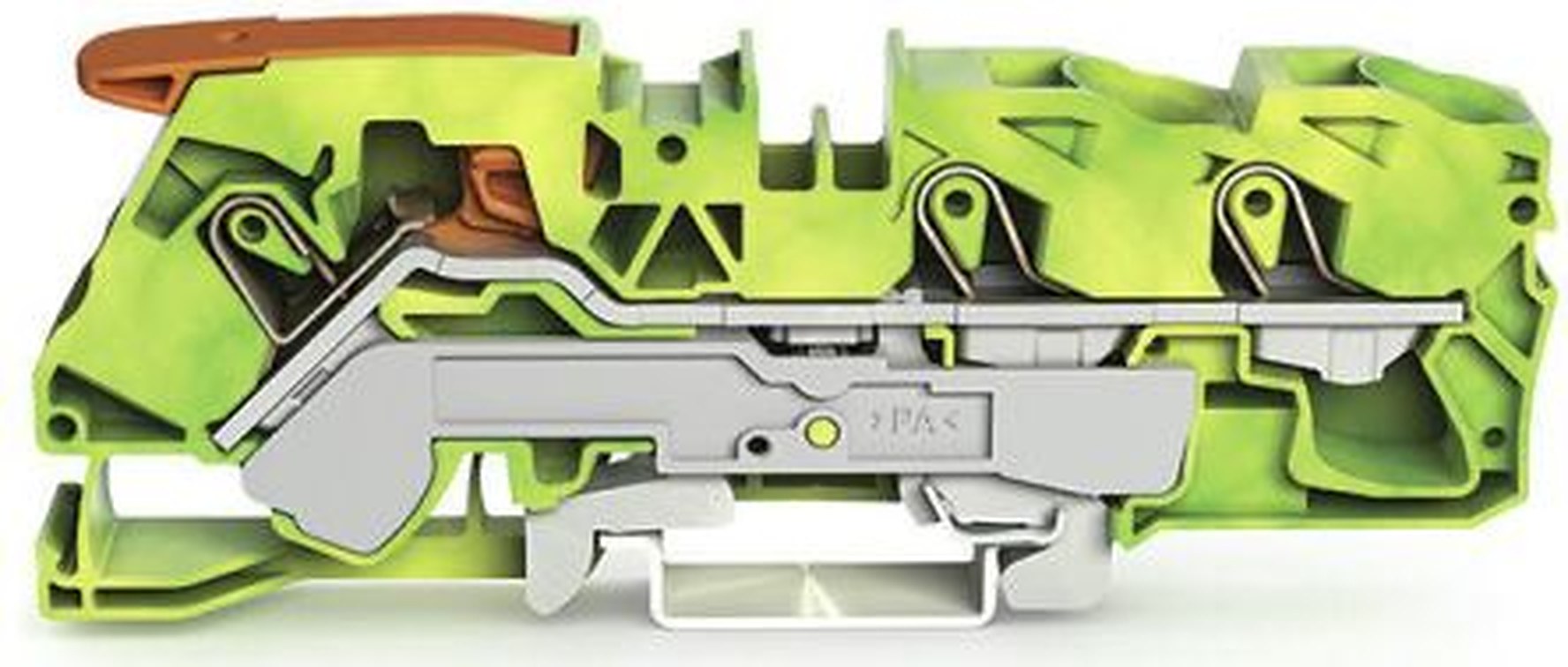 WAGO 2116-1307 Earth Terminal Block Yellow, Green, 16mm², 1-Level, Cage Clamp, IECEx/ATEX