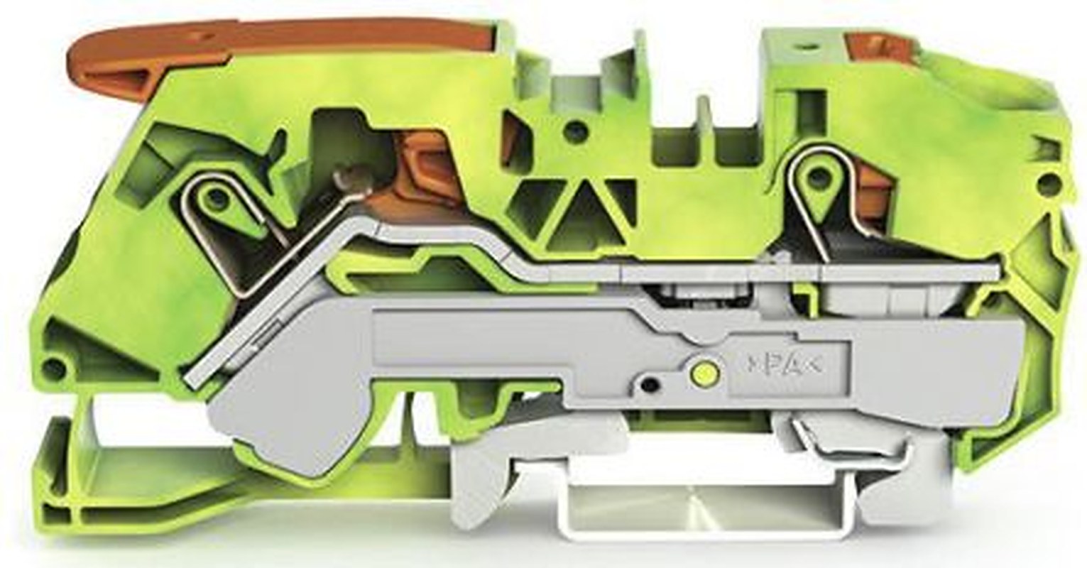 WAGO 2116-5207 Earth Terminal Block Green, Yellow, 16mm², 1-Level, Cage Clamp, IECEx/ATEX