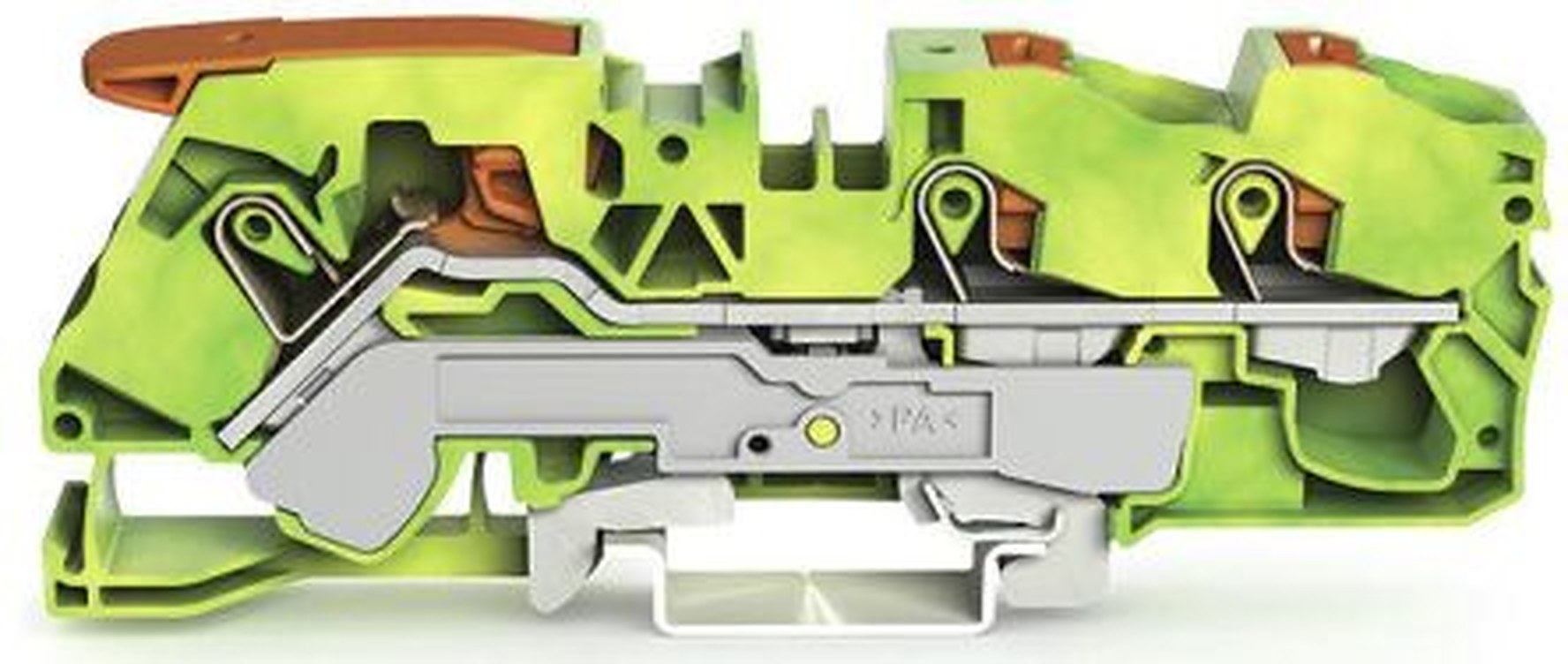 WAGO 2116-5307 Earth Terminal Block Yellow, Green, 16mm², 1-Level, Cage Clamp, IECEx/ATEX