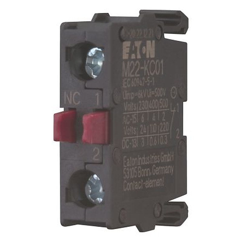 Eaton M22 Series Contact Block, 240V, Red Light, 1 NC