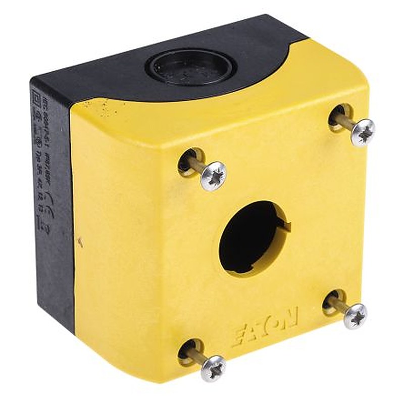 Eaton Grey, Yellow Plastic M22 Push Button Enclosure - 1 Hole 22 mm Diameter