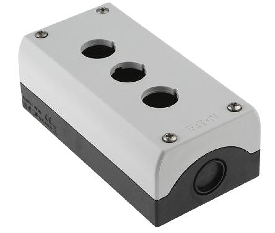 Eaton Grey Plastic M22 Push Button Enclosure - 3 Hole 22 mm Diameter