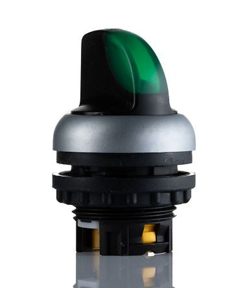 Eaton M22 Series 3 Position Illuminated Selector Switch Head, 23 mm Cutout, Green Handle, IP66