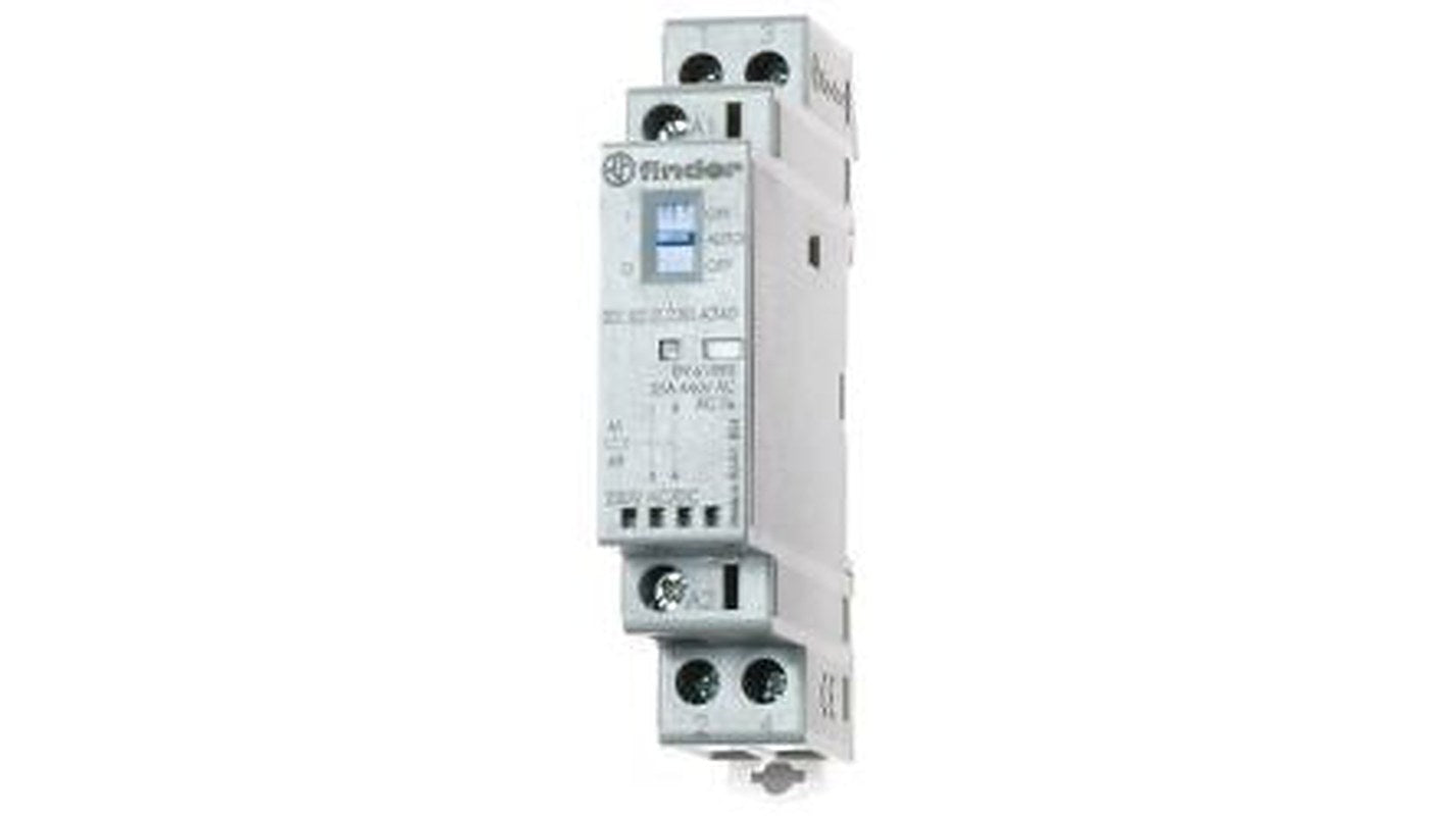 Finder 22 Contactor, 12V ac/dc Coil, 2-Pole, 25 A, 6250 kVA, 2 NO, 250V