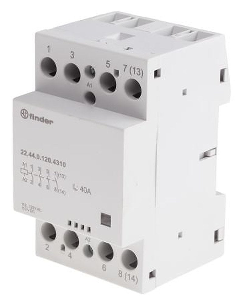 Finder 22 Contactor, 125V ac Coil, 4-Pole, 40 A