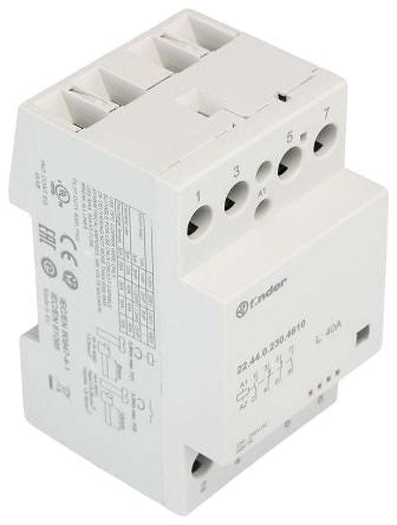 Finder 22 Contactor, 230V ac/dc Coil, 4-Pole, 40 A, 6 VA, 2 NO/2 NC, 400V ac, 480 V ac