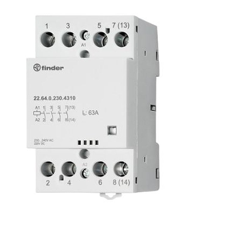 Finder 22 Contactor, 240V ac Coil, 4-Pole, 63 A