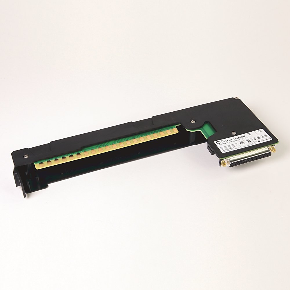 The Rockwell Automation analog I/O conversion module provides for the conversion of 1771, 16 Channel I/O module to be converted to 1756, 16 Channel I/O module. This conversion is accomplished without the removal of any field wires from the existing 1771 swing arm. The existing 1771 swing arm fits directly onto the edge connector of the 1492 conversion module. On one end of the 1492 cable is connector for the conversion module. On the other end is the removable terminal block for the 1756 I/O module. It is c