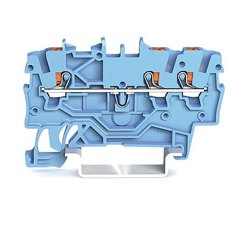 WAGO 2200-1304 Feed Through Terminal Block Blue, 1mm², 1-Level, Cage Clamp, IECEx, ATEX