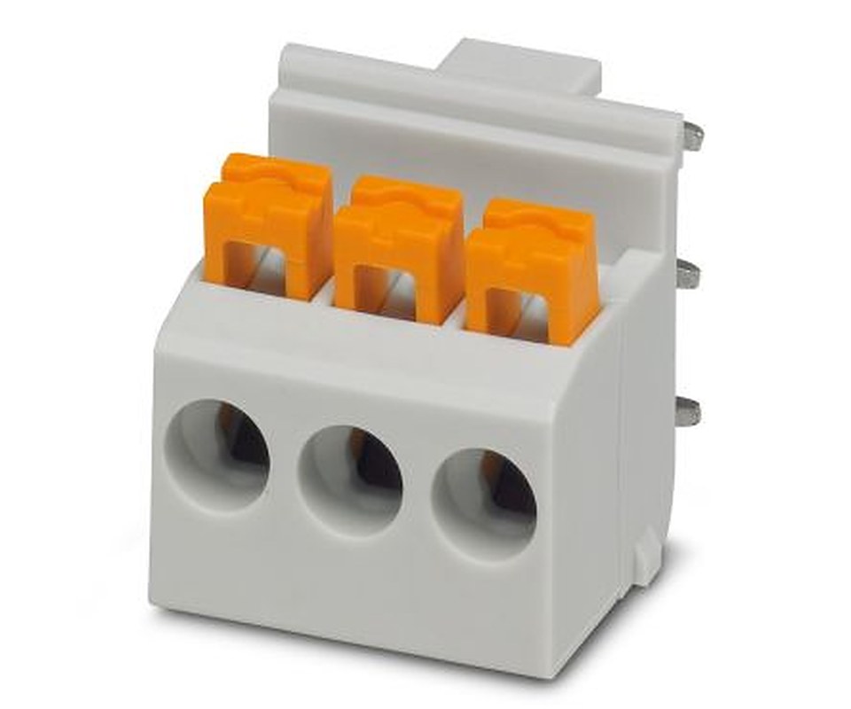 Phoenix Contact FKDSO 2.5/3-R KMGY Series PCB Terminal Block, 3-Contact, 5 mm Pitch, 1 Row