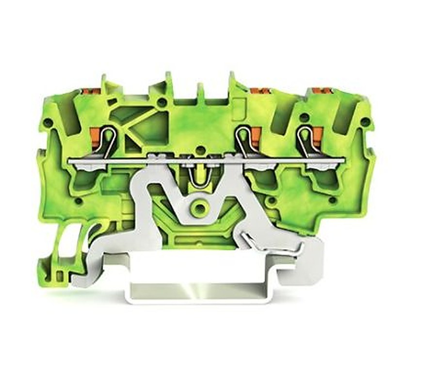 WAGO 2201-1307 Earth Terminal Block Green, Yellow, 1.5mm², 1-Level, Cage Clamp, ATEX, IECEx