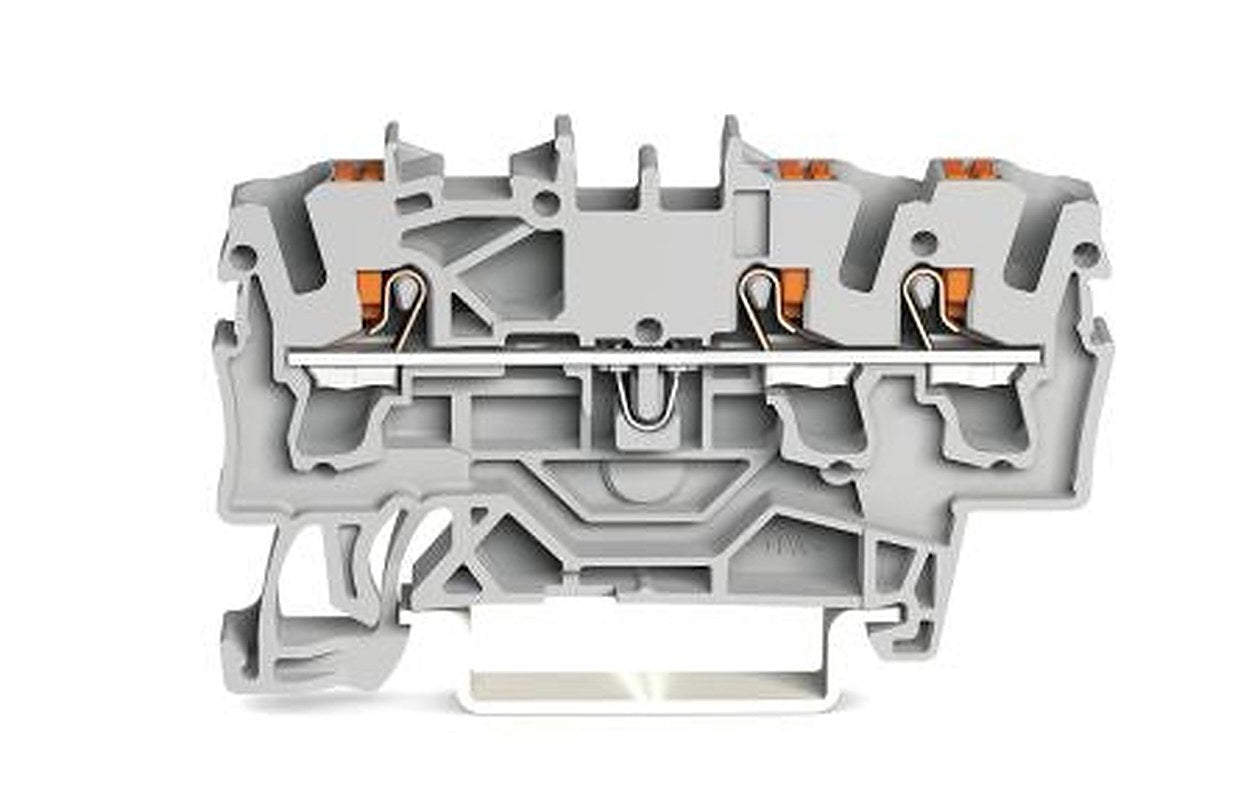 WAGO 2202-1301 Feed Through Terminal Block Grey, 2.5mm², 1-Level, Cage Clamp, IECEx/ATEX
