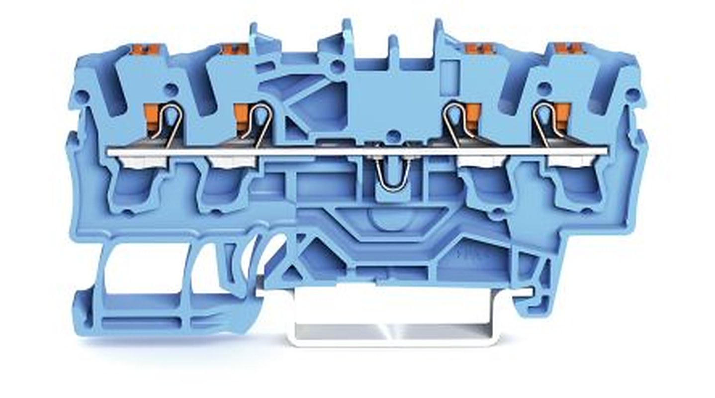 WAGO 2202-1404 Feed Through Terminal Block Blue, 2.5mm², 1-Level, Cage Clamp, IECEx/ATEX