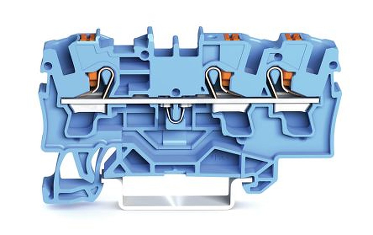 WAGO 2204-1304 Feed Through Terminal Block Blue, 4mm², 1-Level, Cage Clamp, IECEx/ATEX