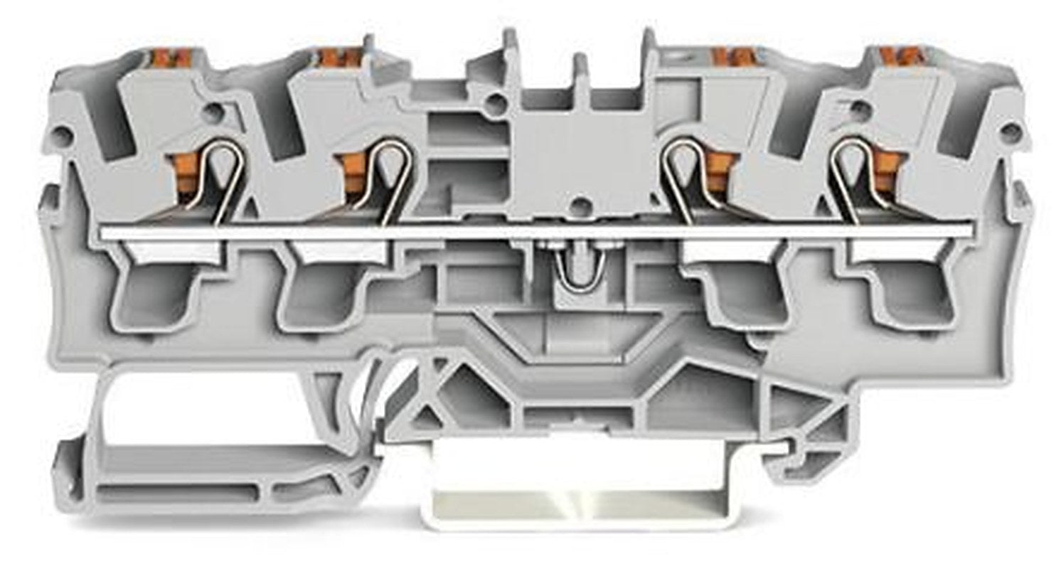 WAGO 2204-1401 Feed Through Terminal Block Grey, 4mm², 1-Level, Cage Clamp, IECEx/ATEX