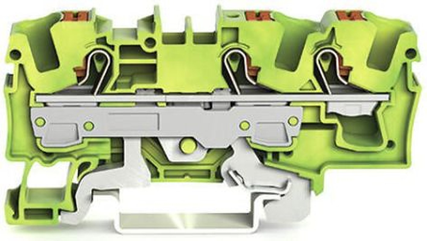 WAGO 2206-1307 Earth Terminal Block Yellow, Green, 6mm², 1-Level, Cage Clamp, IECEx/ATEX