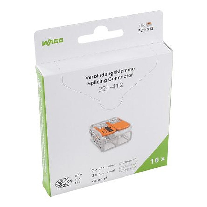 WAGO, 221 Wire Splice Splice Connector, Clear, Insulated 12 AWG