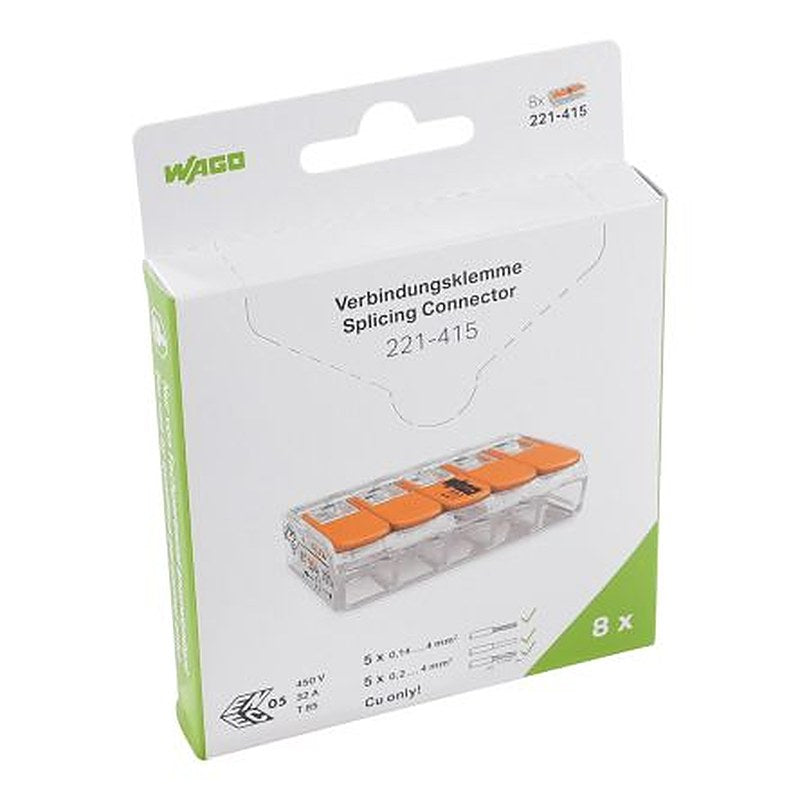 WAGO, 221 Wire Splice Splice Connector, Clear, Insulated 12 AWG
