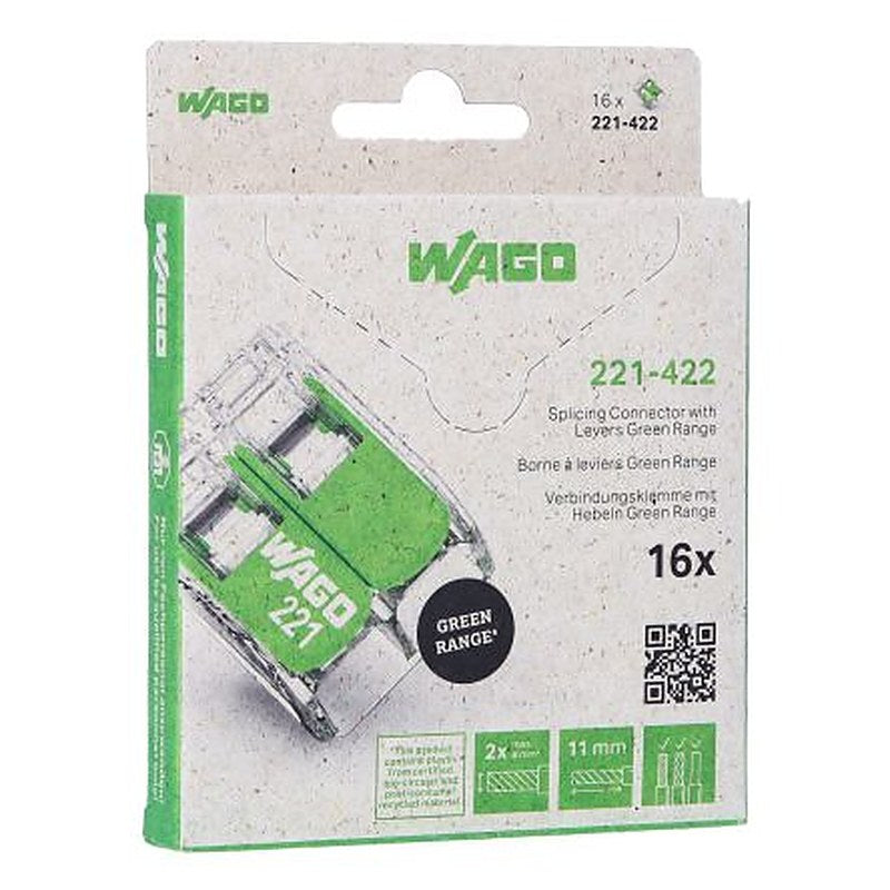 WAGO, 221 Wire Splice Splice Connector, Clear, Insulated 12 AWG