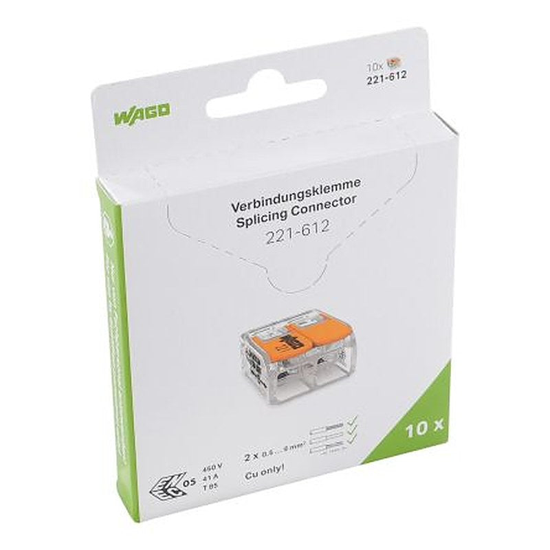 WAGO, 221 Wire Splice Splice Connector, Clear, Insulated 10 AWG