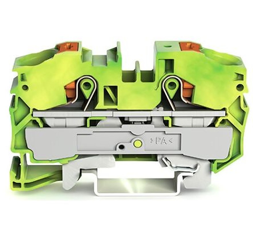 WAGO 2216-1207 Earth Terminal Block Green, Yellow, 16mm², 1-Level, Cage Clamp, ATEX, IECEx