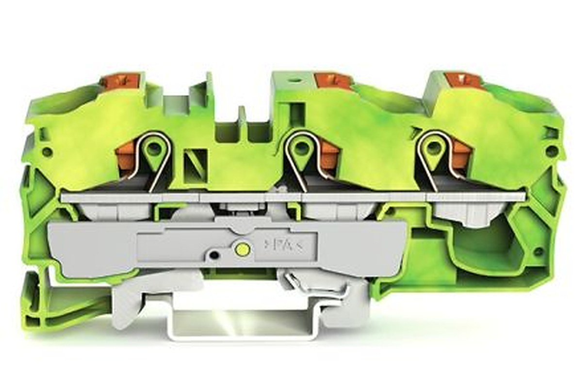 WAGO 2216-1307 Earth Terminal Block Green, Yellow, 16mm², 1-Level, Cage Clamp, ATEX, IECEx