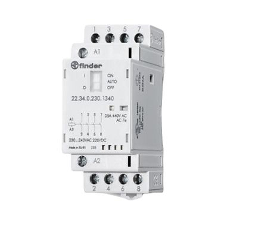 Finder 22 Contactor, 440V ac Coil, 4-Pole, 120 A, 1 kW, 1 NO/1 NC, 440V ac