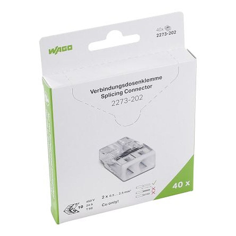 WAGO, 2273 Wire Splice Splice Connector, Clear, Insulated, Tin 16 AWG