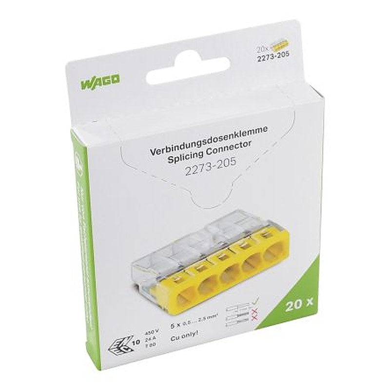 WAGO, 2273 Wire Splice Splice Connector, Clear, Insulated, Tin 16 AWG