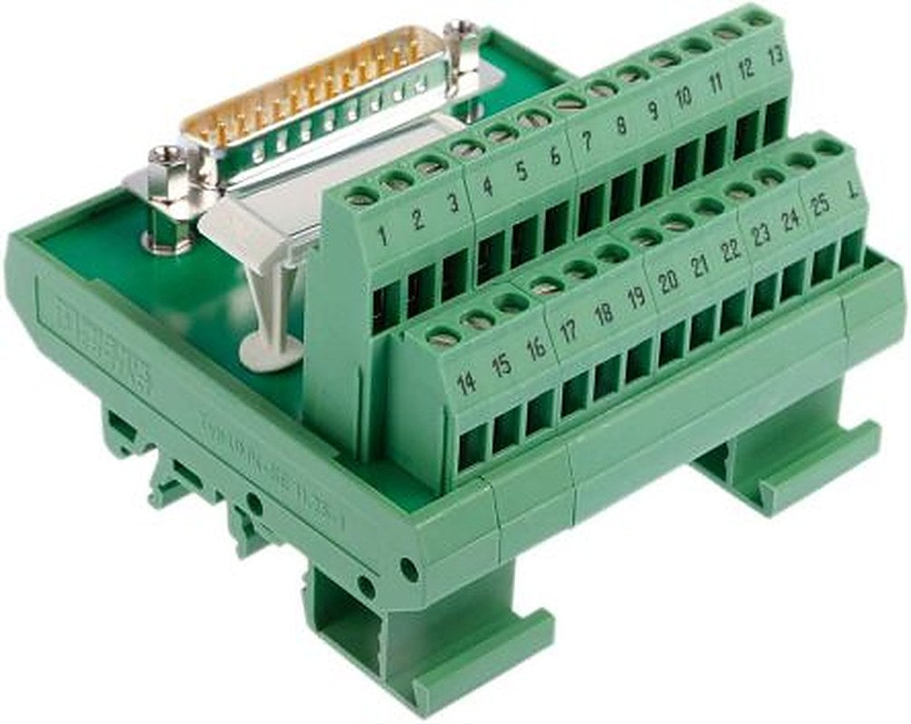 Phoenix Contact FLKM-D25 SUB/S Series 25-Contact Male Interface Module, D-Sub Connector, DIN Rail, 2.5A